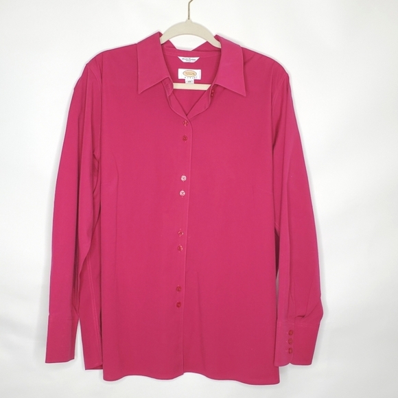 Talbots Woman Wrinkle Resistant Stretch Pink Shirt 16W Long Sleeve Button-up - Picture 1 of 12